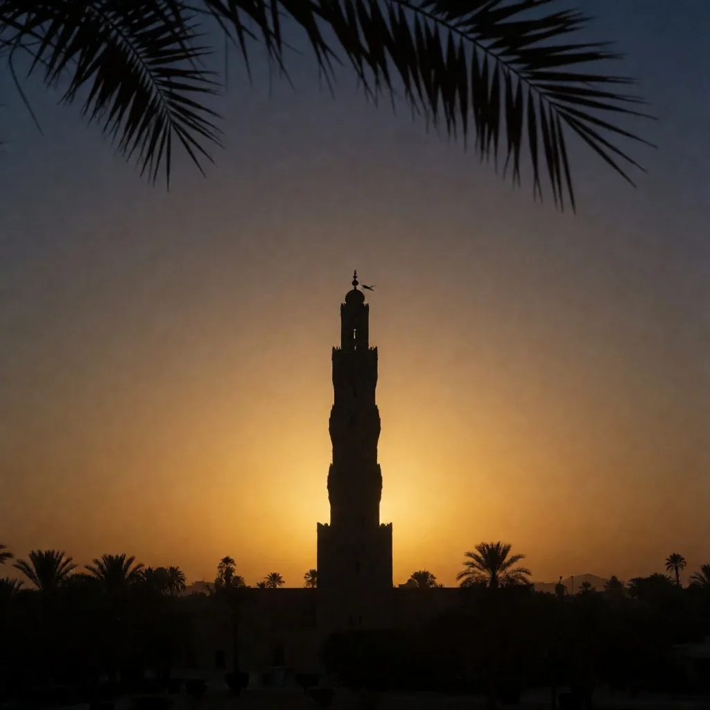 Minaret silhouette at sunset