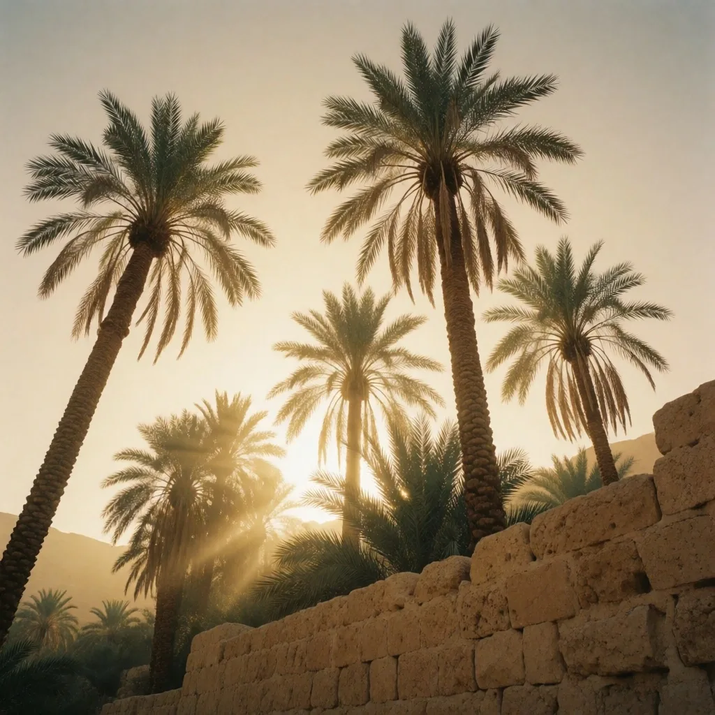 Palm canopy against sky