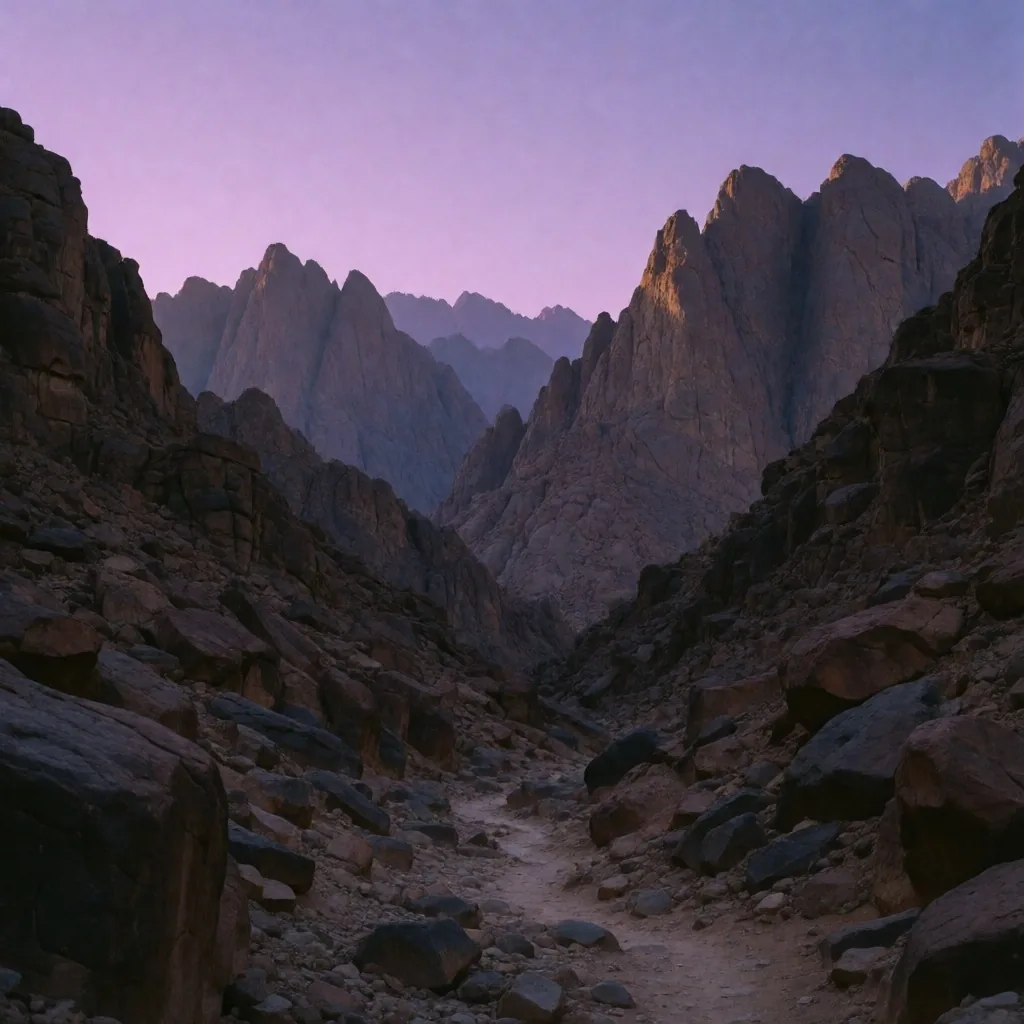 Sinai shoreline and jagged mountains