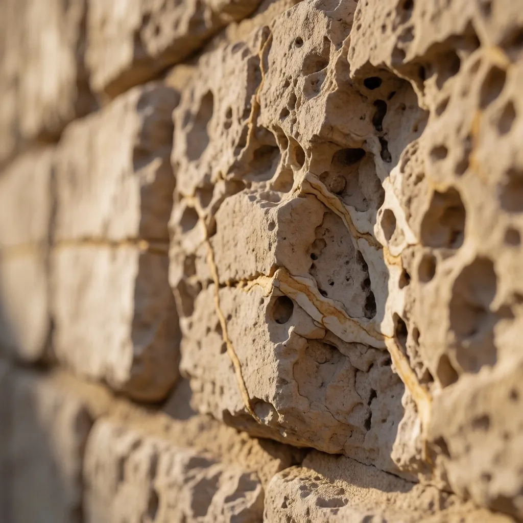 Textured limestone surface detail